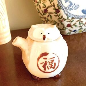 Daiso owl soy sauce porcelain pot from Japan  🇯🇵🦉🫖🥢🍣🍶